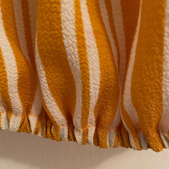 Mustard and white off the shoulder top. - Picture 4 of 6